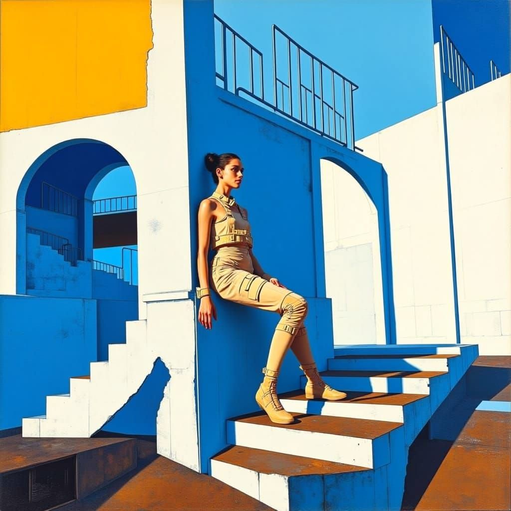 Surreal Fashion Photo: Model Mirrors Ruined Architecture