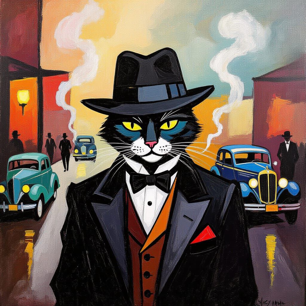 1930s Gangster Cat  by @TheStraylightRun