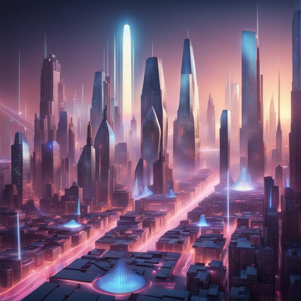 holograph of futuristic city - AI Generated Artwork - NightCafe Creator