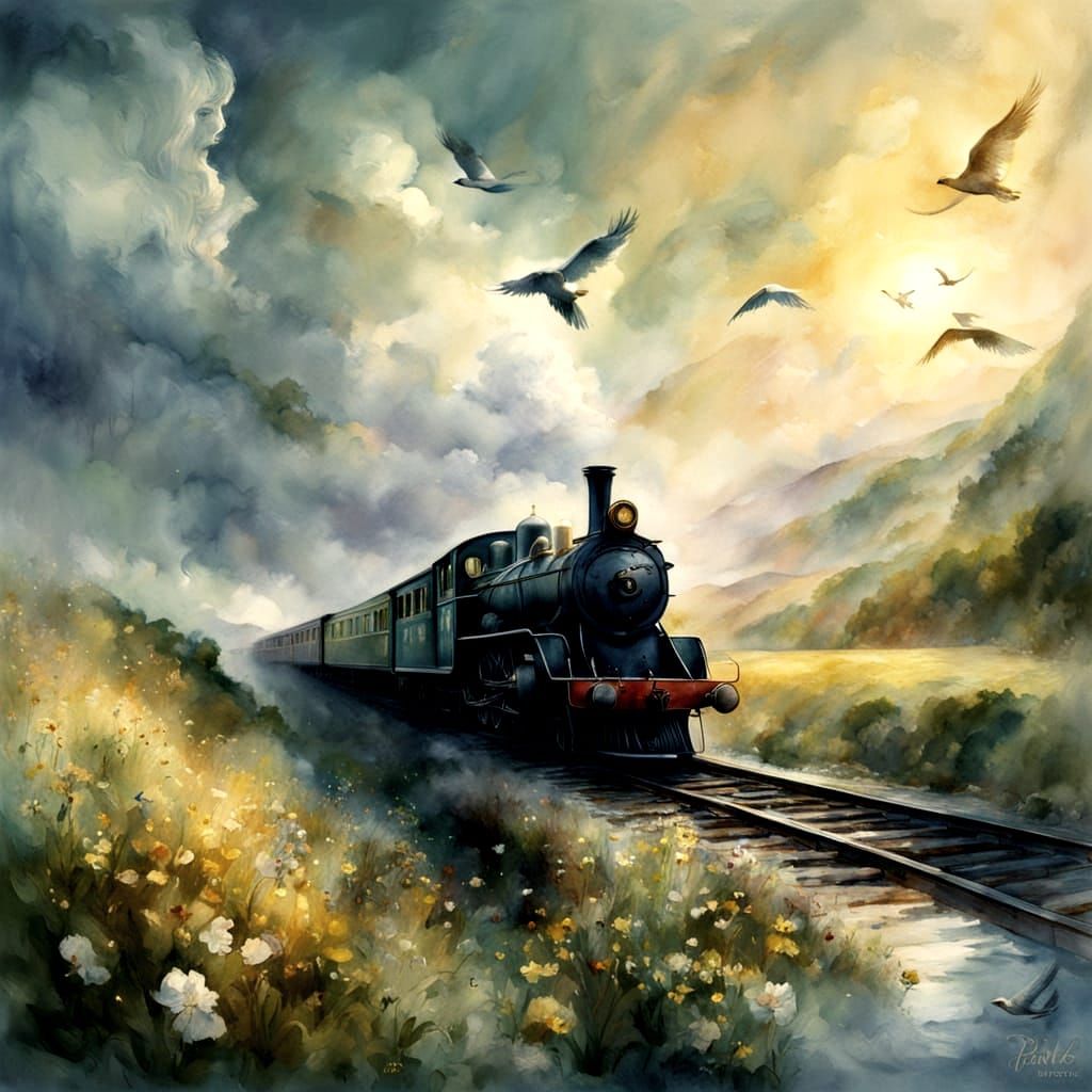 A magical fairy-tale-style stone house, built on a small arched bridge that crosses its own stream, is surrounded by a magical and lush fore...