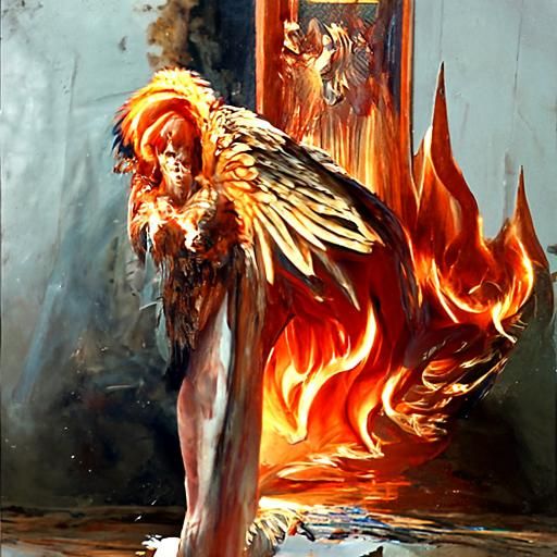 Burning seraphim, angel of fire