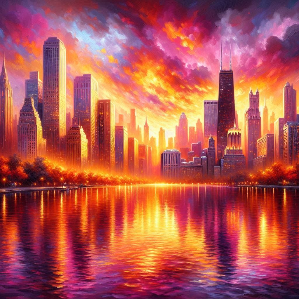 Cityscape at sunset