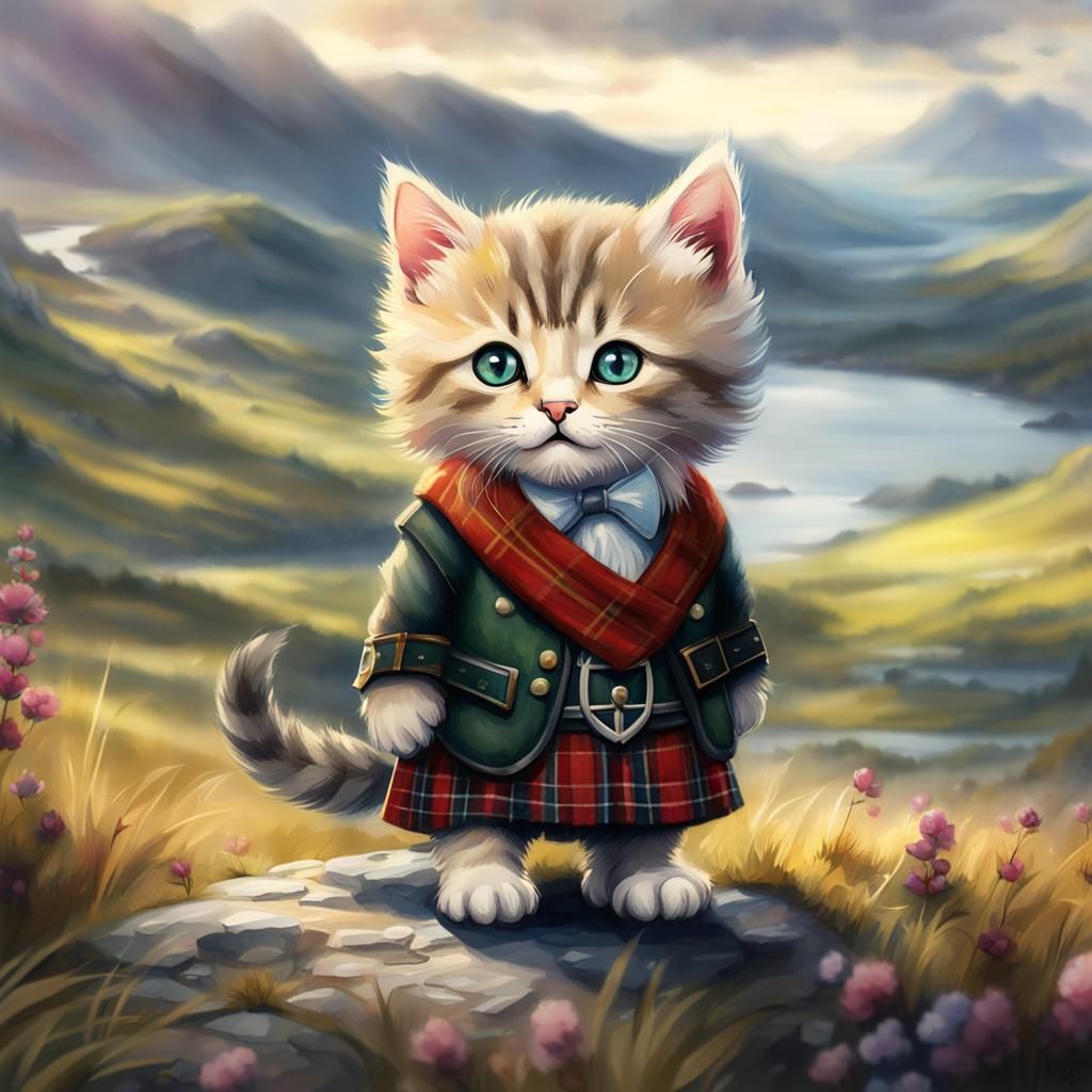 Highland kitten  by @WildcatFlorals