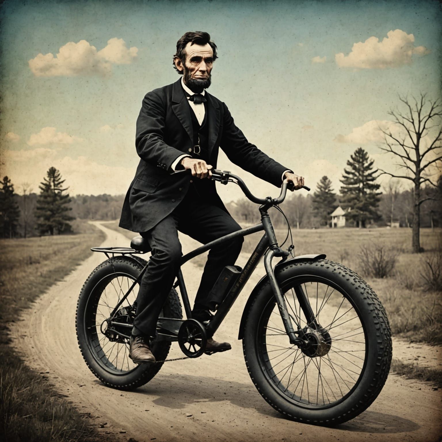 Abraham Lincoln test driving a electric fatbike  by @viisipuu