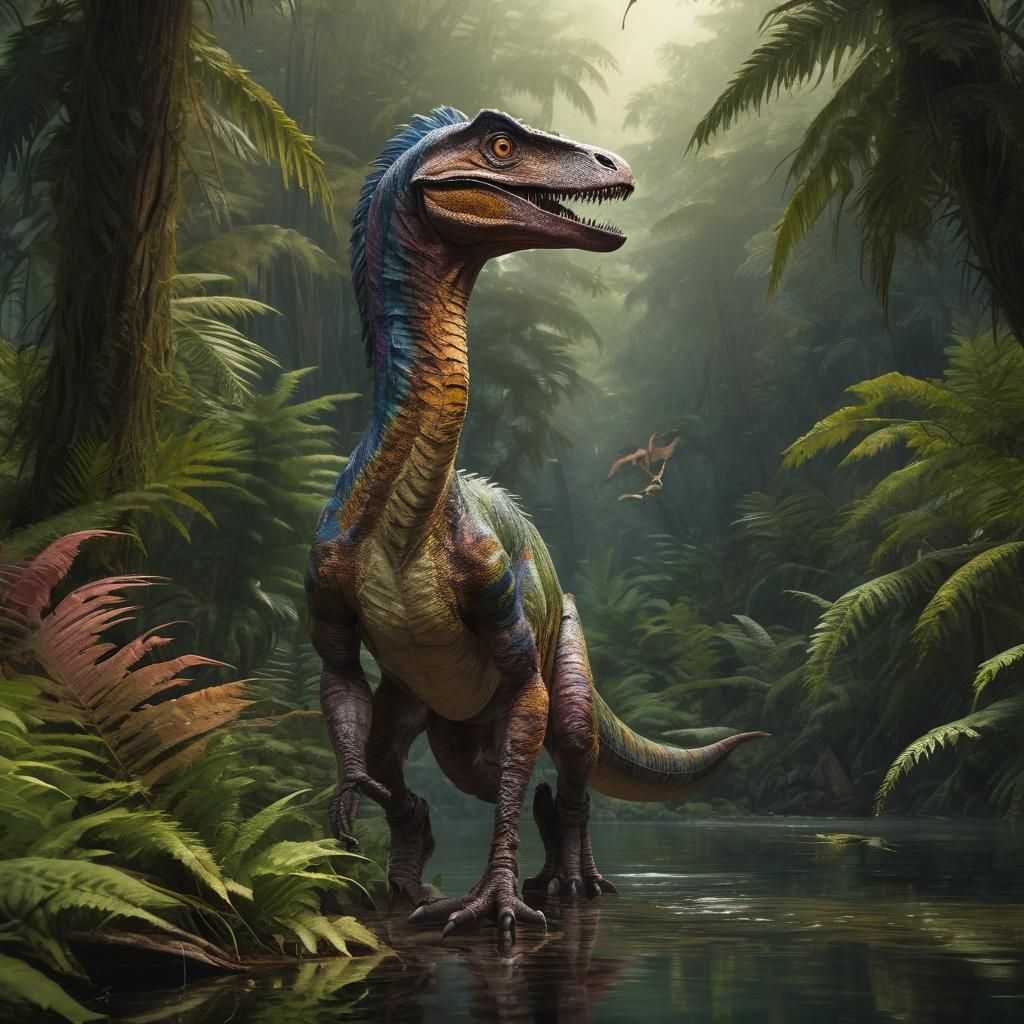 Alert velociraptor, aware of possible danger.  by @Terra