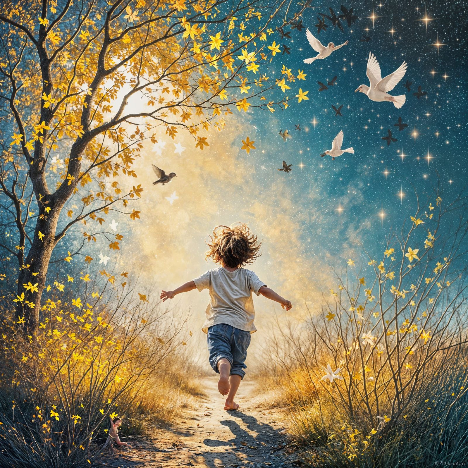 A barefoot child in motion,   by @Tilted25