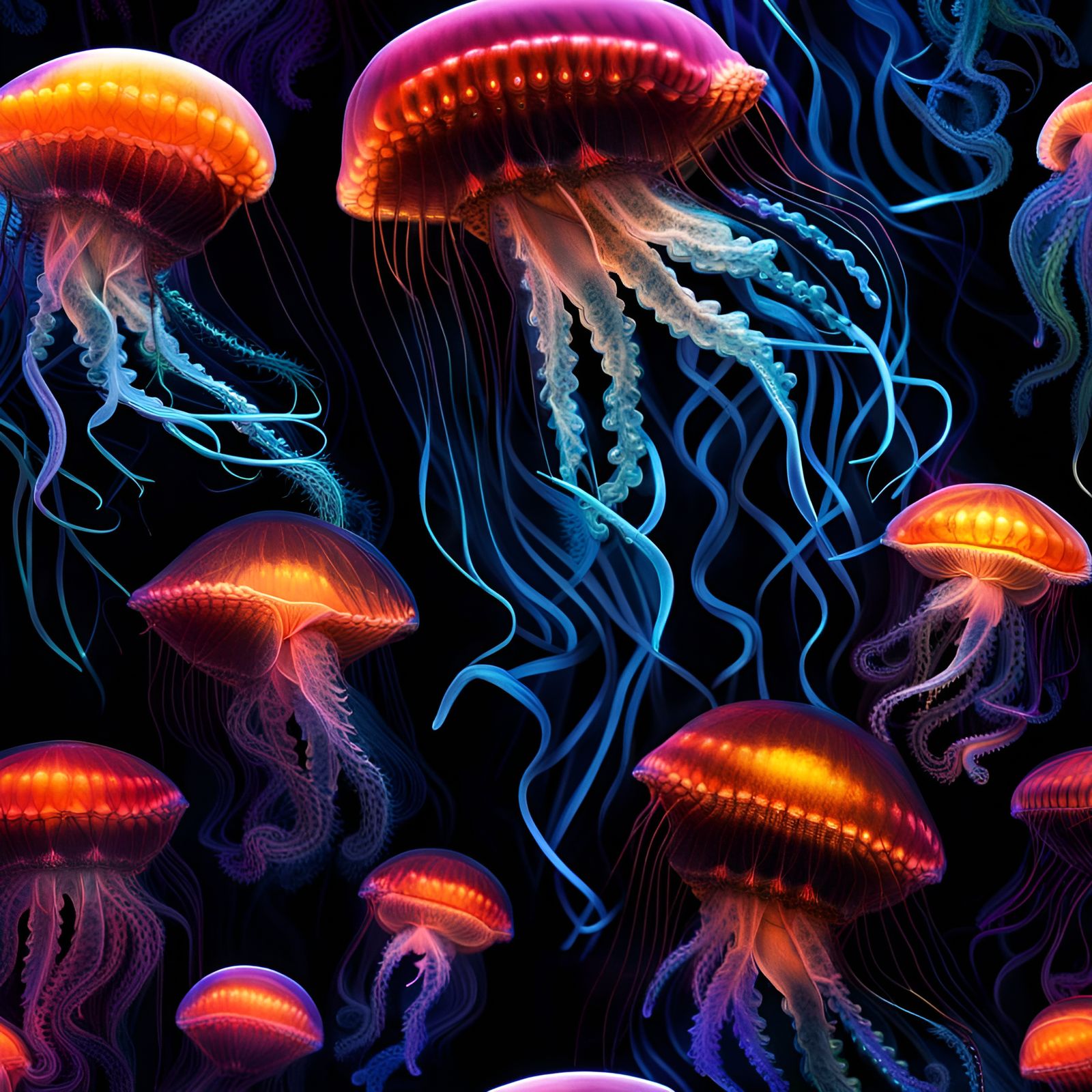 Jelly fish black light art  by @Tanke