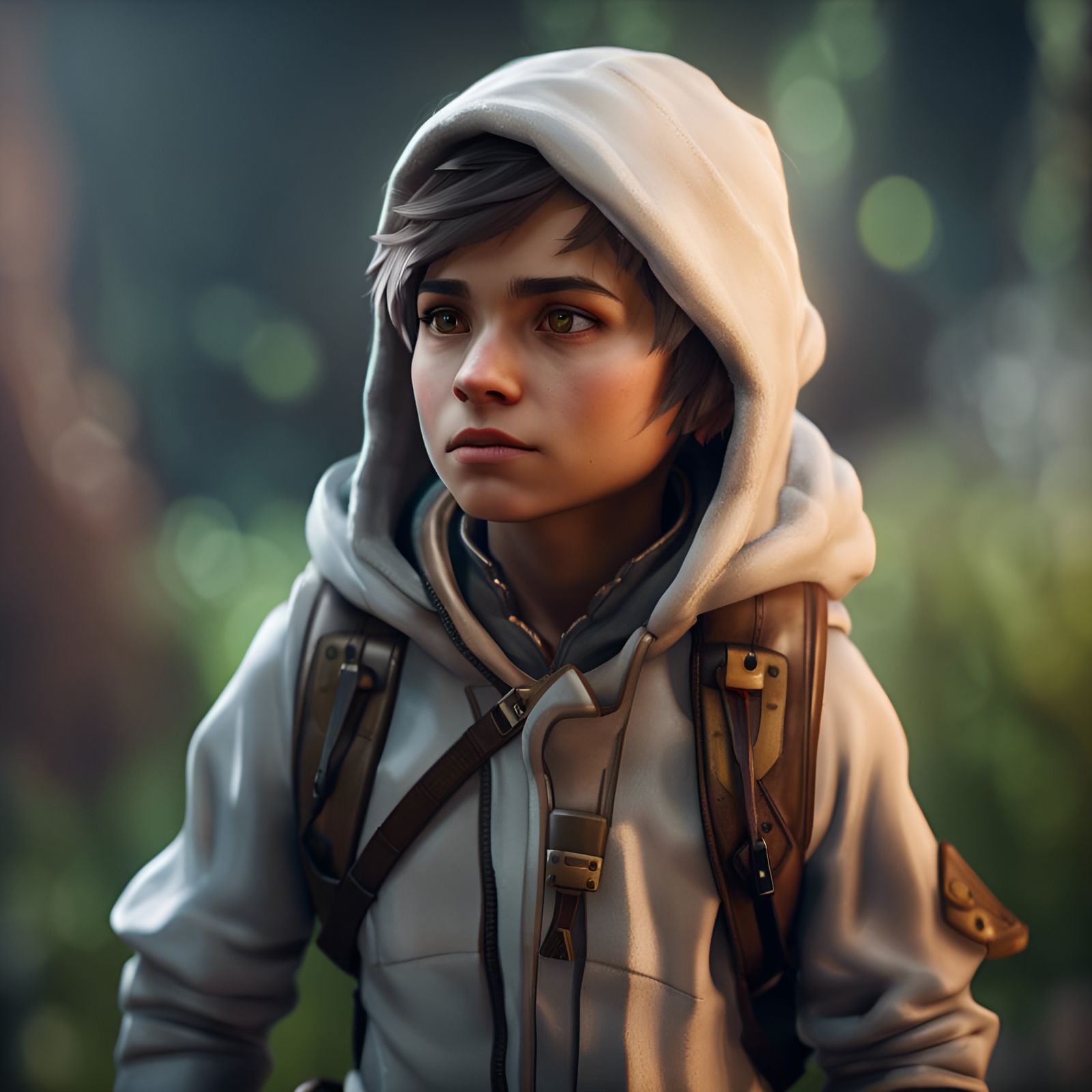 A young adventurer, Octane rendering. Settings: Aperture f/8, shutter speed: 1/3000, ISO 100, focal length: wide lens (3...