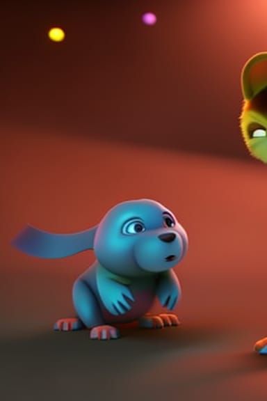 cute puppy love Pixar, Disney, concept art, 3d digital art, ...