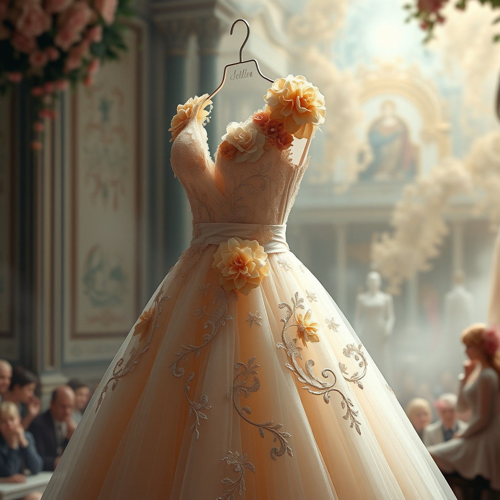 stunning image of a beautiful Vintage Champagne Wedding Dres...