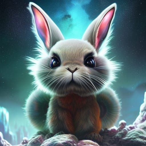 adorable shot of a furry chibi hybrid of a cute alien rabbit detailed ...