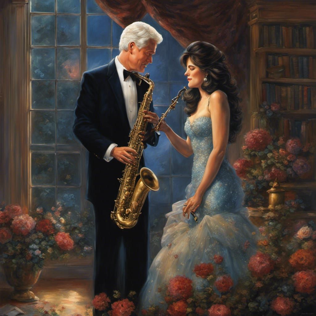 Bill Clinton and blue dress AI Generated Artwork NightCafe Creator