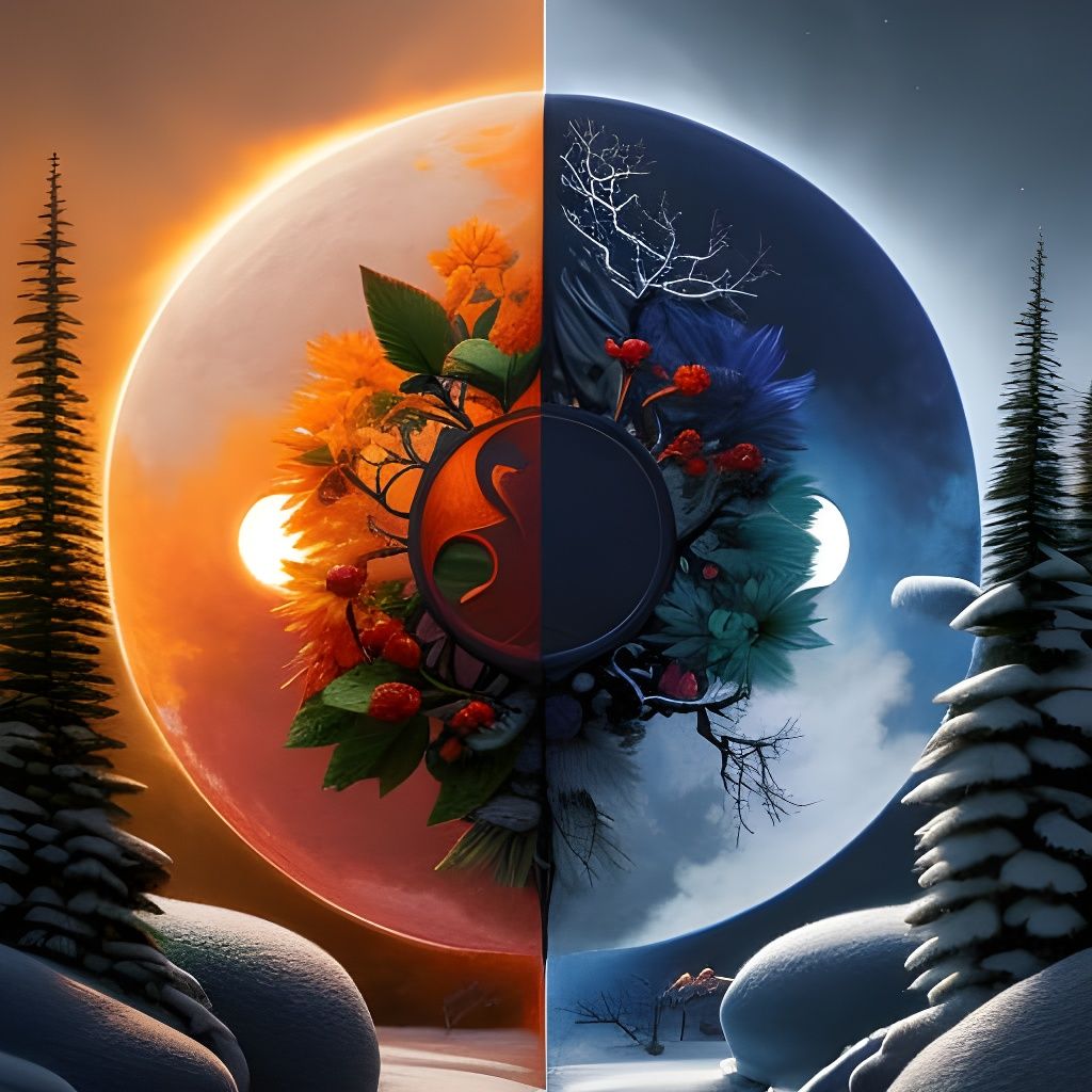 Yin-yang - Summer And Winter - Ai Generated Artwork - Nightcafe Creator