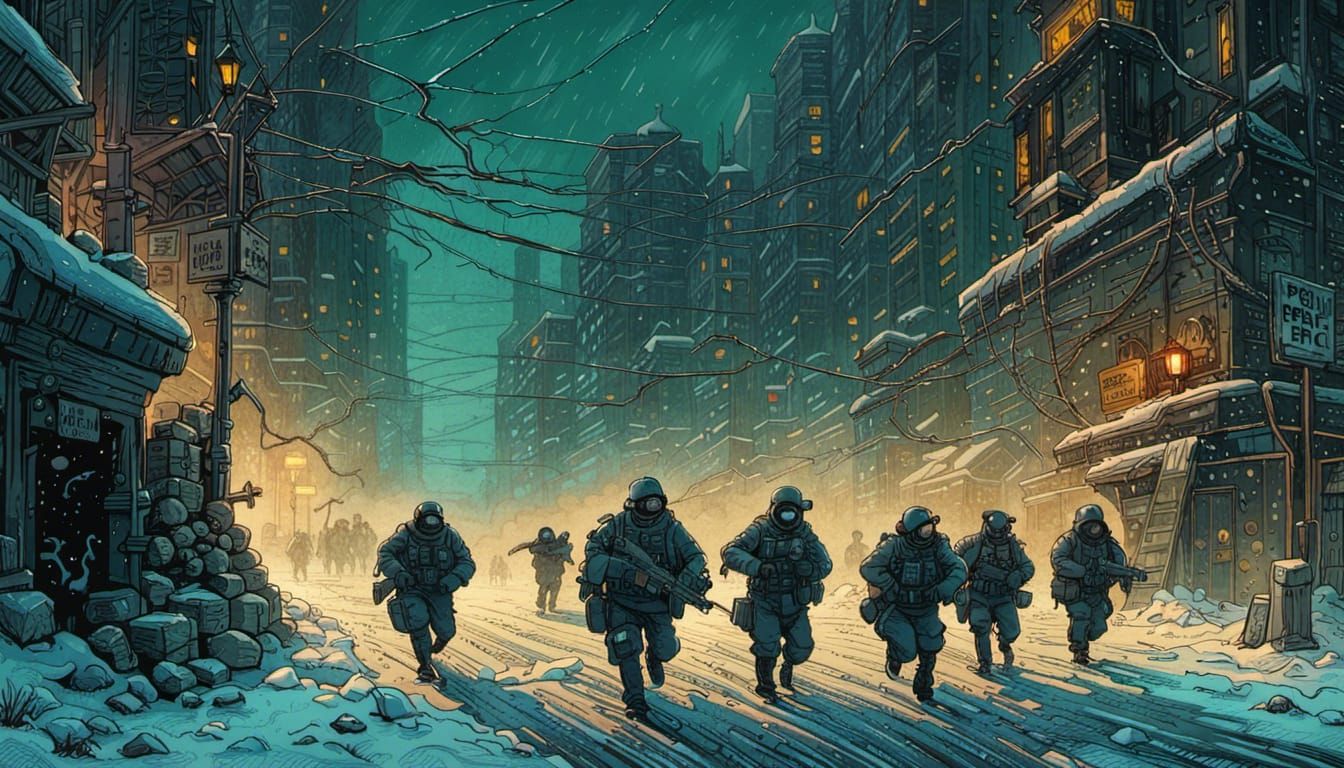 "Pandemic" people run dystopian military police in snowbound...