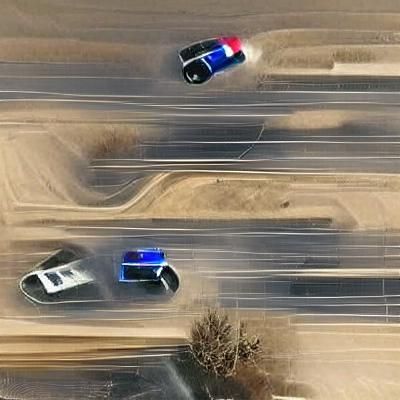 Aerial view of a high speed police chase