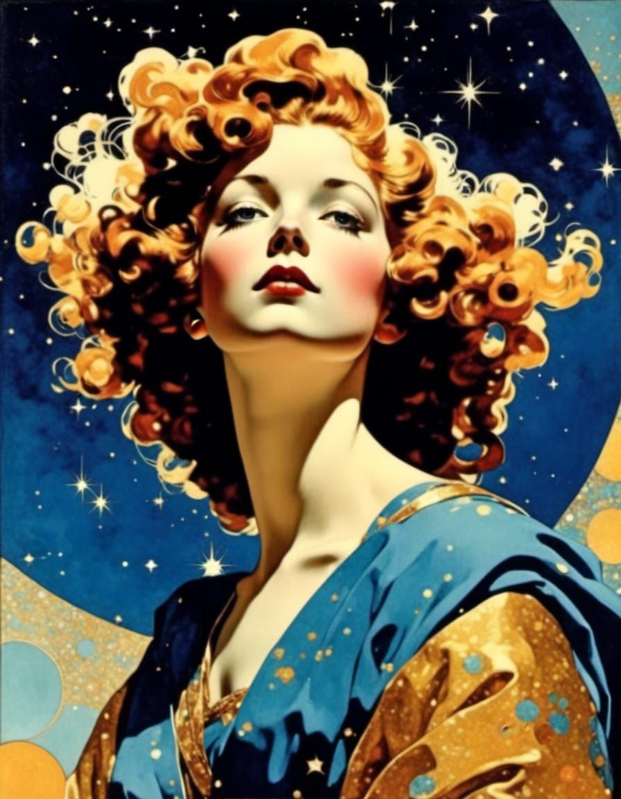 Maxfield Parrish celestial sky, dreamy dreamer, sparkling ️ ️ ️ ...