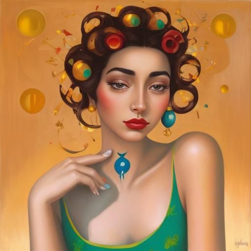A portrait of a woman by salvador Dalí and Kelly Vivanco acr...
