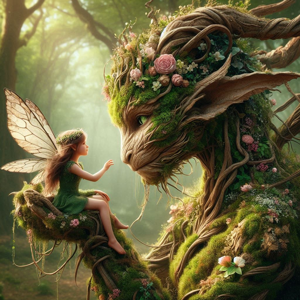 Tree Dryad with young fairy