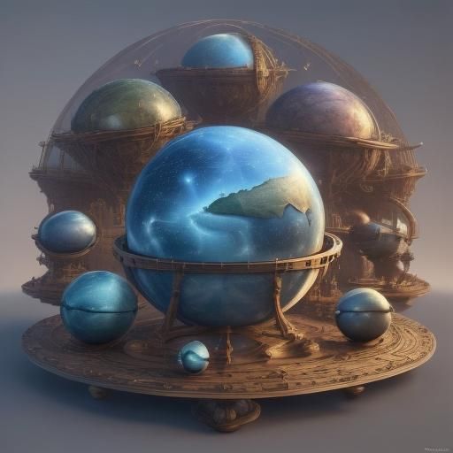 <lora:spherical obtuses:1.0> distant galaxy, Lil flickkans In a spaceship on a islands tree spaceport looking out the sky into far galaxy dr...