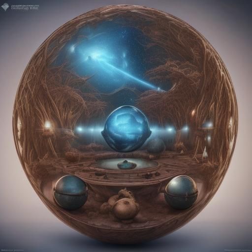 <lora:spherical obtuses:1.0> distant galaxy, Lil flickkans In a spaceship on a islands tree spaceport looking out the sky into far galaxy dr...