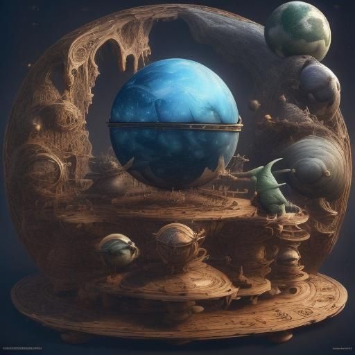 <lora:spherical obtuses:1.0> distant galaxy, Lil flickkans In a spaceship on a islands tree spaceport looking out the sky into far galaxy dr...