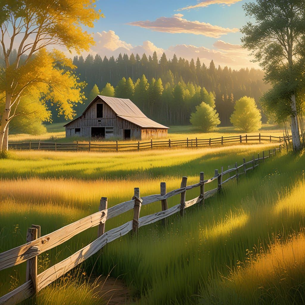 Barn in Summer Meadow