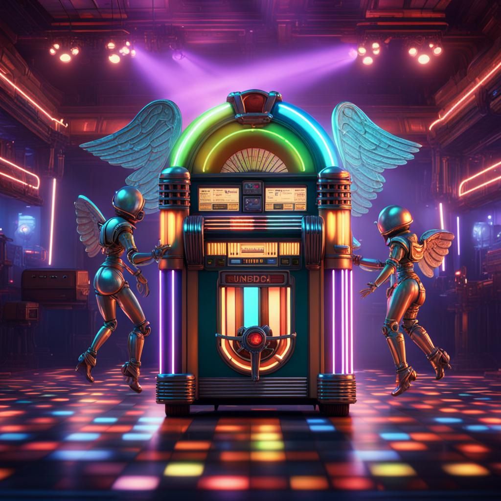 Angels and Aliens on the Dance Floor with the Jukebox Playing - AI ...