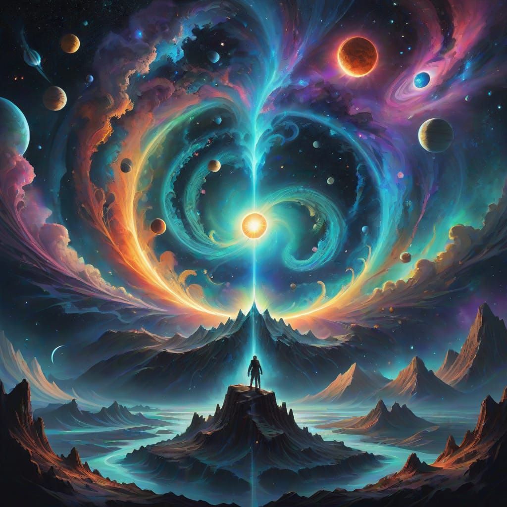 Cosmic Cataclysm in Vibrant, Iridescent Hues