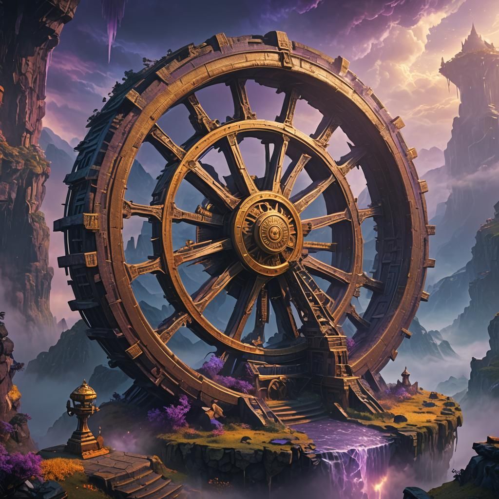Surreal World on Ancient Wheel: Fantasy Concept Art