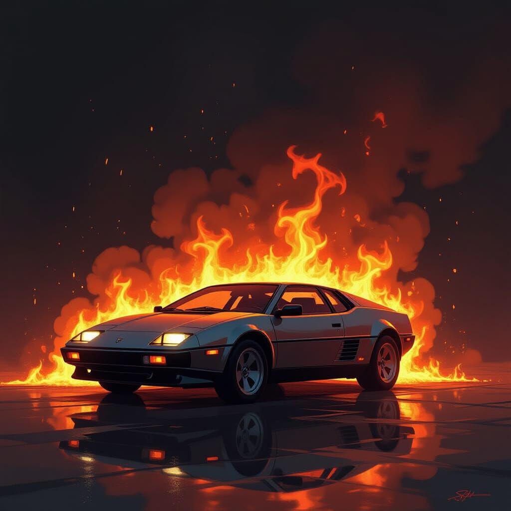 Inferno: Flames in a Futuristic Digital Style