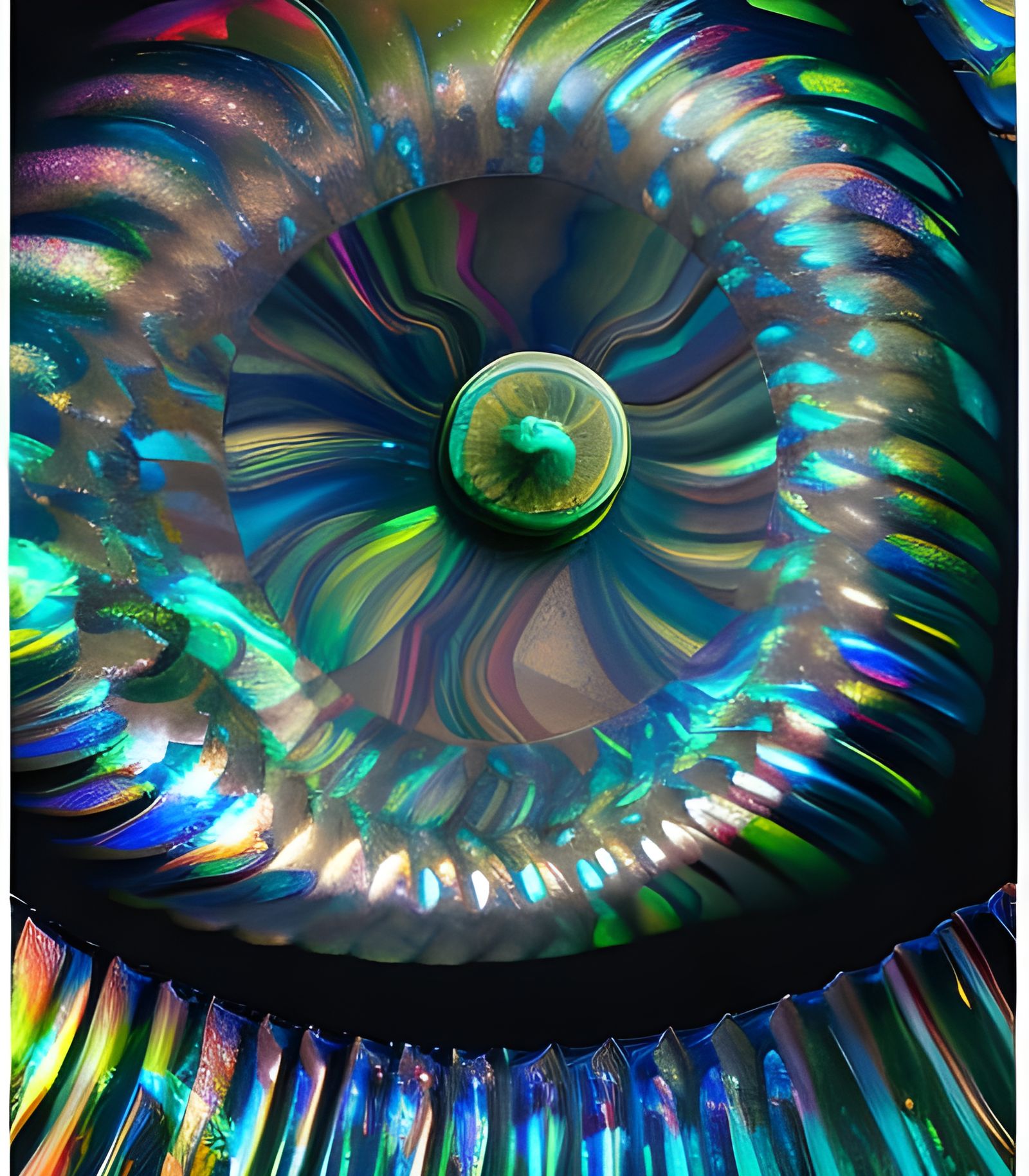 Translucent Obsidian Crystal Whorl in Hyperrealism