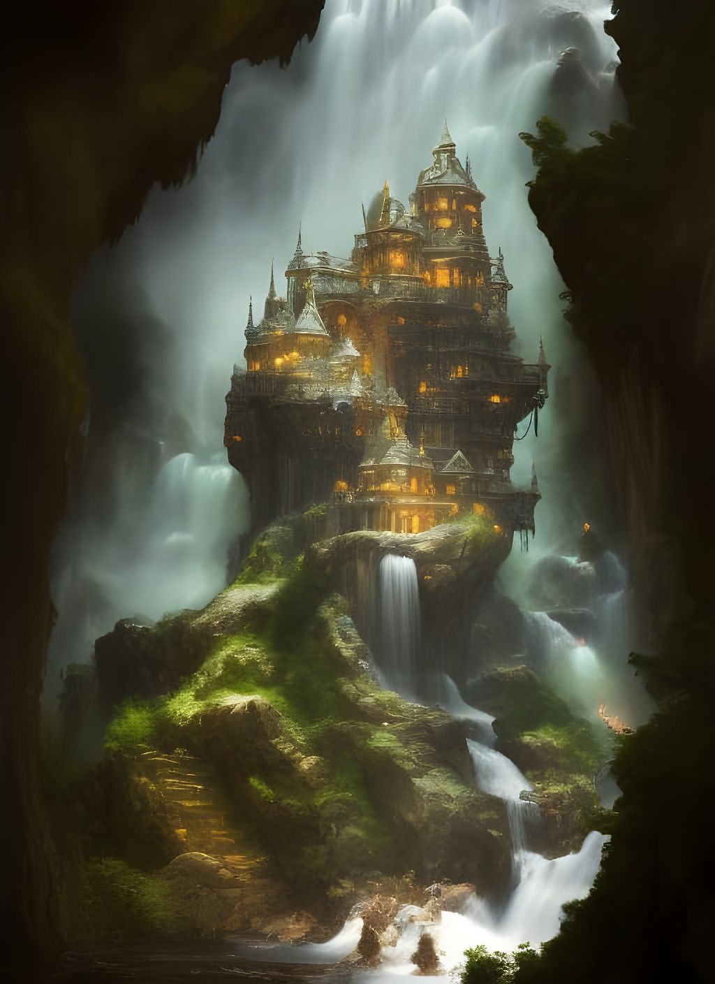 Medieval jade crystal fantasy castle