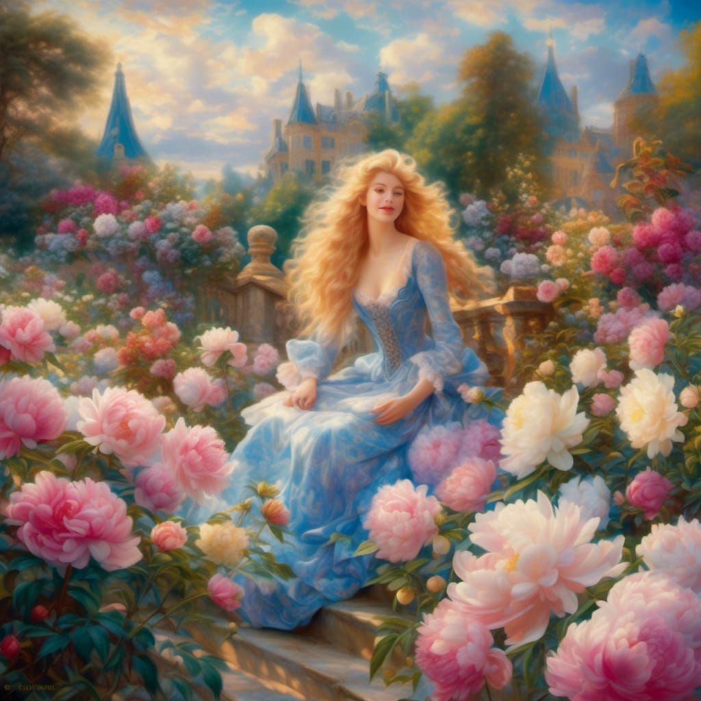 <lora:NC Hyperreal:1.0> Renoir, garden of peonies, lady with...
