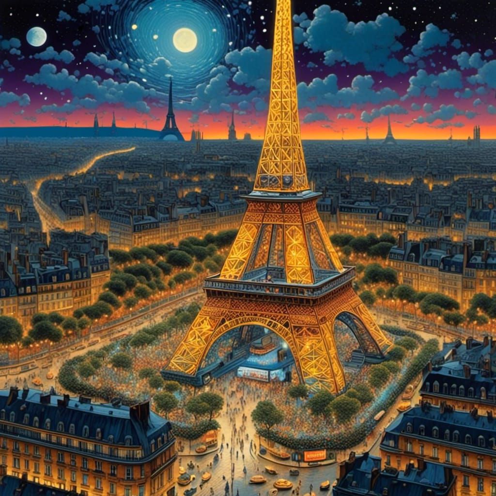 Paris surrealist...Eiffel Tower - AI Generated Artwork - NightCafe Creator