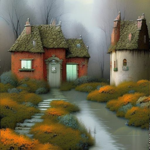 in a gray forbidding city a cozy little cottage in a lush bl...