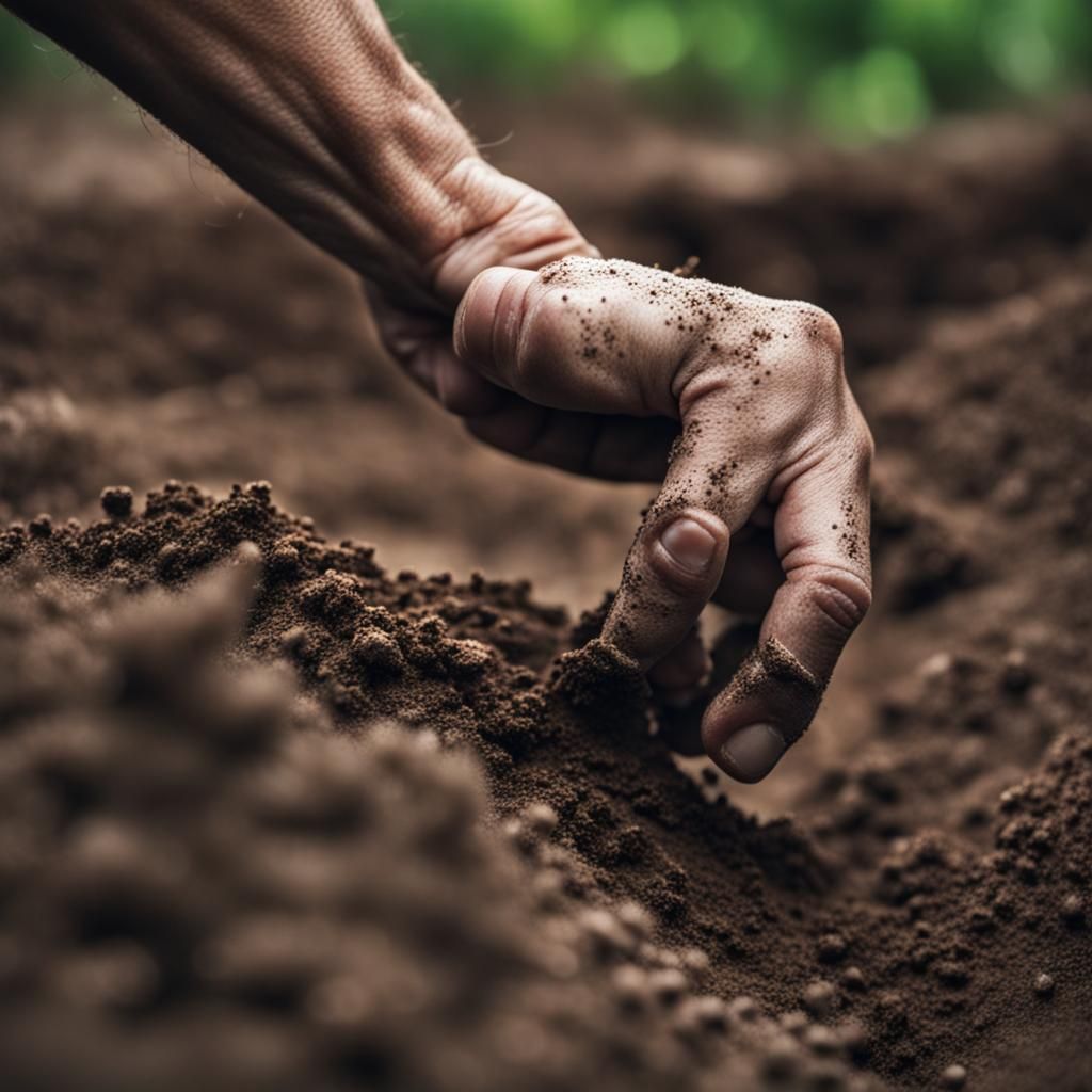 close-up of a crawling person's hand grabbing the dirt - AI Generated ...