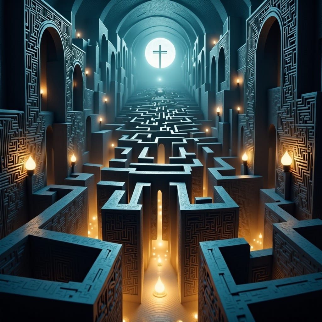 <lora:Flux Maze:1.0> surreal maze