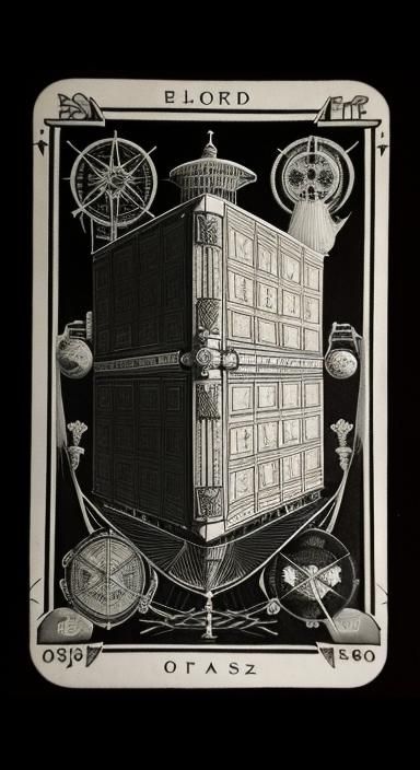 black and white photography. fog. old fashioned tarot card d...
