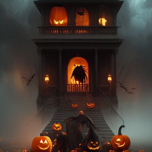Halloween pumpkin ghosts scream house 3