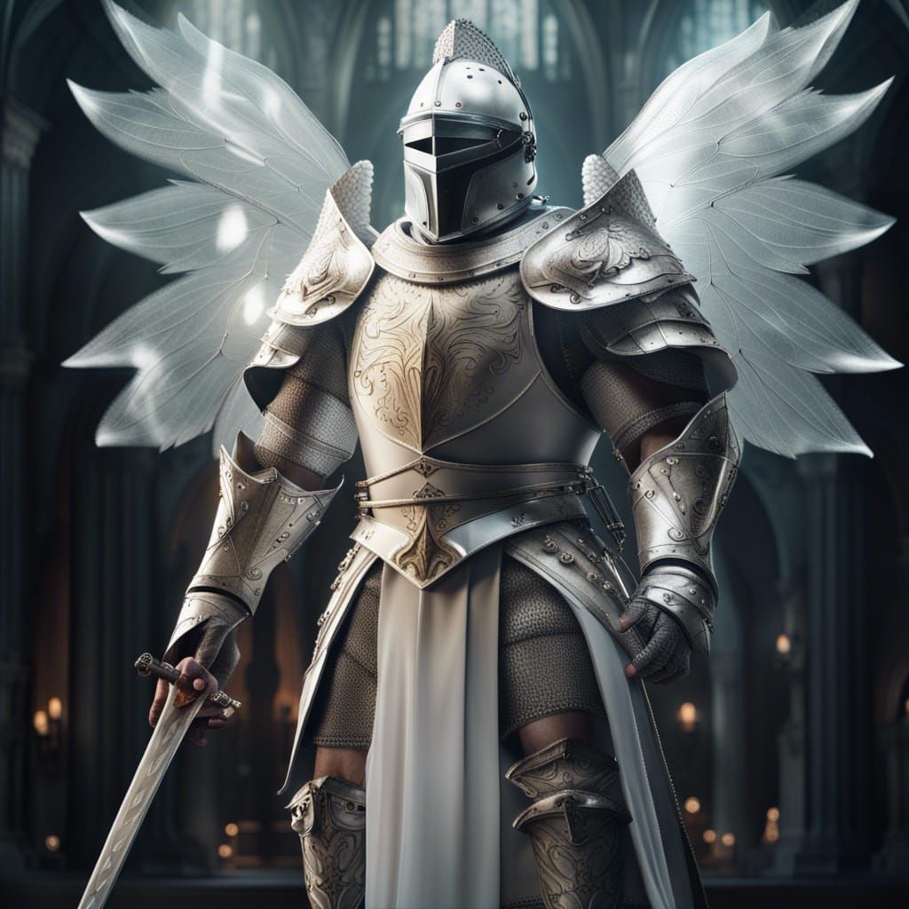 White knight with wings - AI Generated Artwork - NightCafe Creator