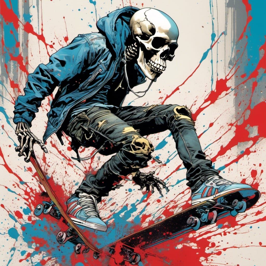 Splatter Skeleton Skateboarder #1