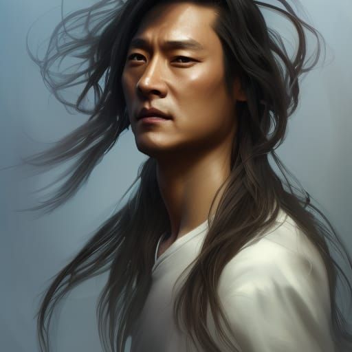 Daniel Wu As siam wizard with long hair