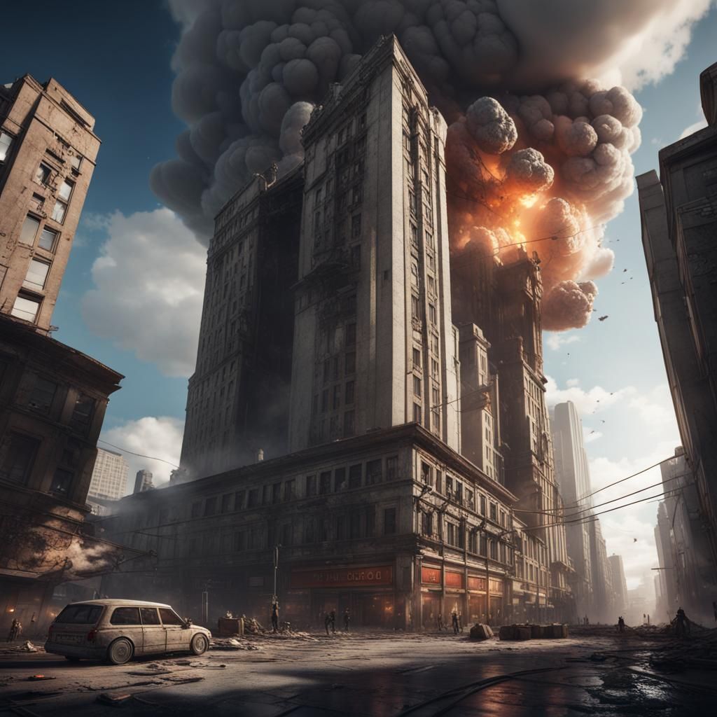 Blast on the top of building