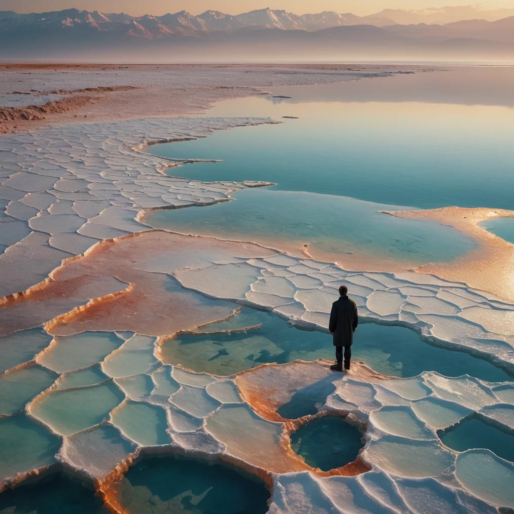 Dead Sea Saltscape in Photorealistic Oil Painting Style