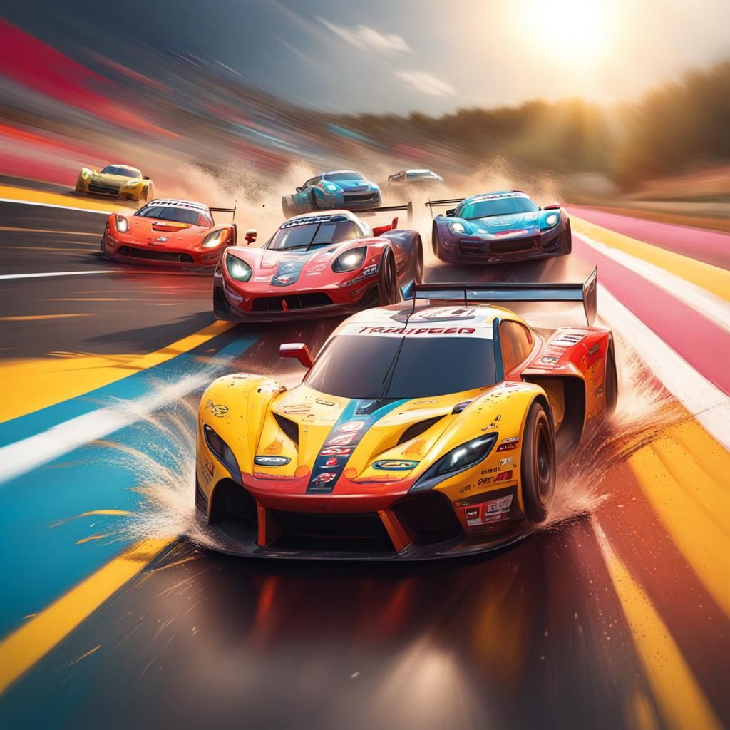 cars racing down a track