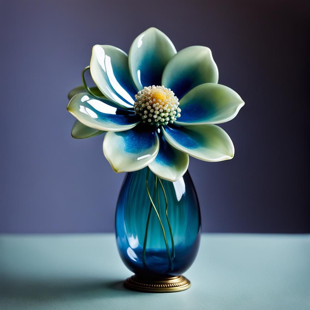 Enameled Glass Flower