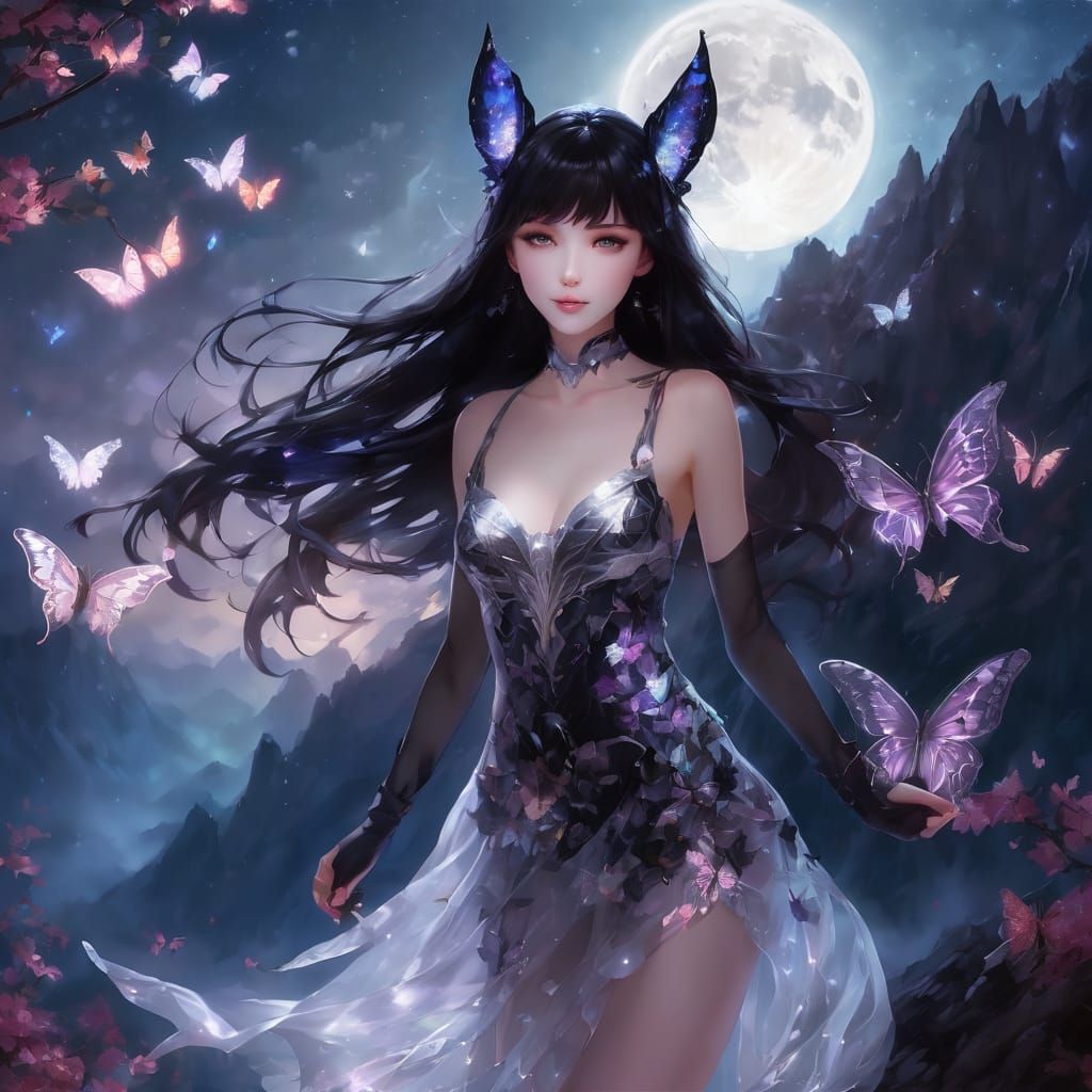 Bat Moon and butterflies