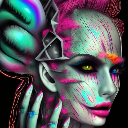 Tortured brain, Avante garde, horror, Lisa frank, Vogue inspired, neon ...