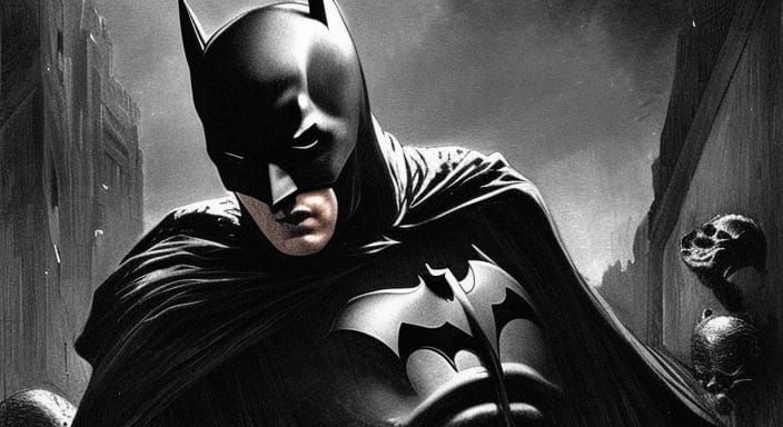 batman with a bloody pickle portrait