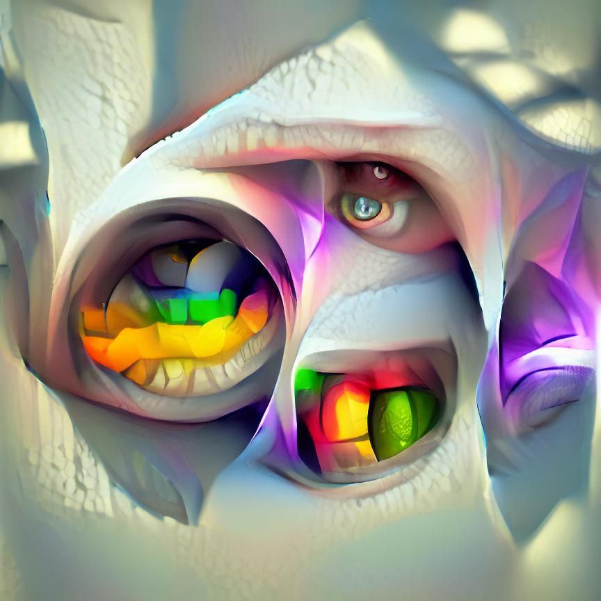 Eyes within a mouth ambient occlusion concept art colourful ...